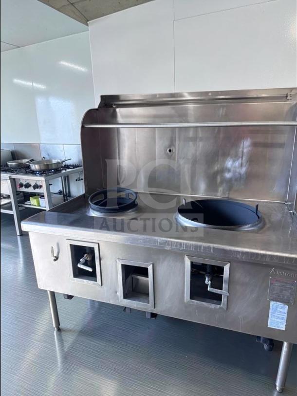 Atosa USA Dual Burner Commercial Wok Range, model ATO-L-RNG-0695, in top-tier condition, stainless steel.