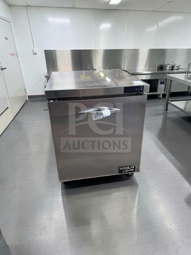 Brand new Kool-It KUCR-27-1 commercial undercounter freezer, 27.5 in, stainless steel, ETL & NSF listed, R290 refrigerant.