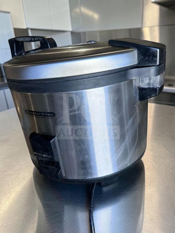 Proctor Silex 37560R commercial rice cooker, stainless steel, 60-cup capacity, ETL & NSF listed, tested, excellent condition.