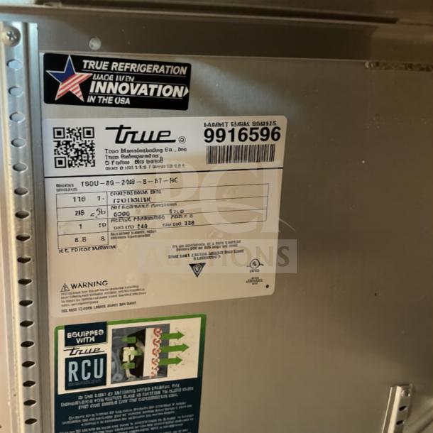 True TSSU-48-12-HC Refrigerated Sandwich Prep Table label, showing serial number, specifications, and "Made in USA" marking.