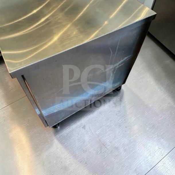 GSW stainless steel storage cabinet, 48"x30"x35". Heavy-duty, excellent condition, commercial use. Model GSW-L-CAB-0757.