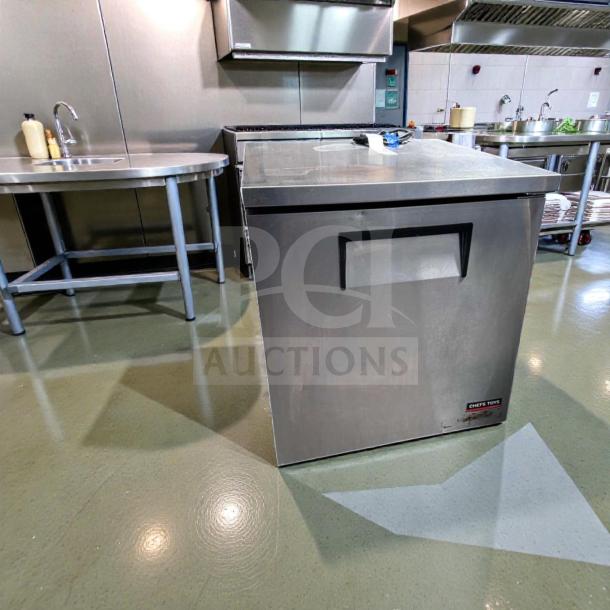 Superior condition True TUC-27F-LP-HC 27" undercounter freezer, left hinge, stainless steel, commercial use, fully tested.