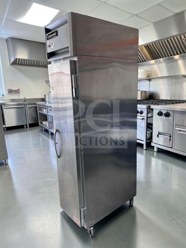Superior Condition Continental Refrigerator 1RSE-N, 18" narrow reach-in, stainless steel, one section, 115V, fully tested.