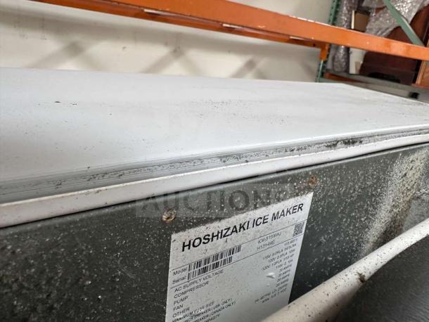 Hoshizaki KM-520MAJ commercial ice machine, stainless steel, air cooled, 556 lb/day capacity, tested, operational, visible label.