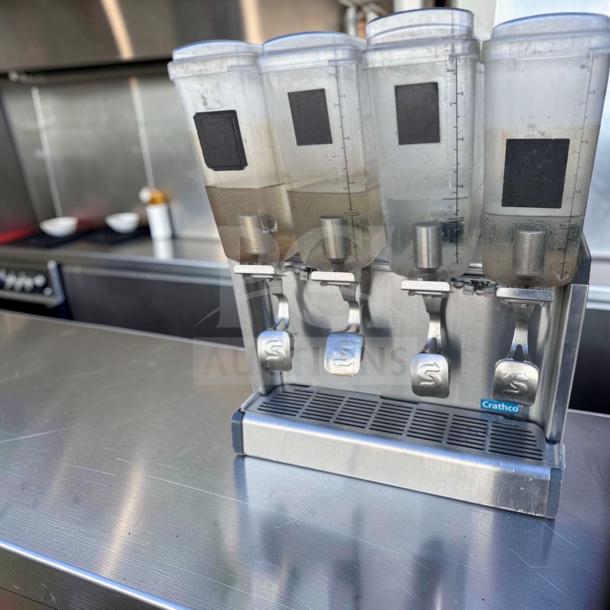 Crathco CS-4E-16-290 refrigerated drink dispenser, 4-bowl, excellent condition, commercial, fully tested.