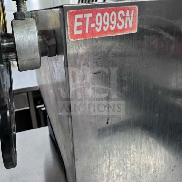 ET-999SN Tabletop Cup Sealing Machine by Y-Fang in stainless steel; outstanding condition, automatic, fully tested.