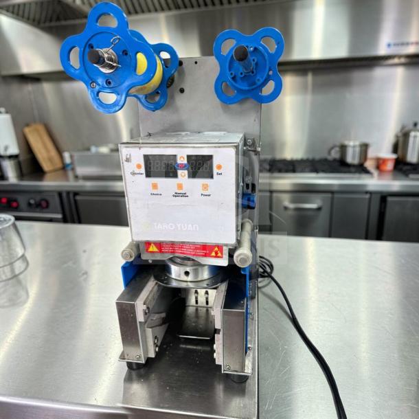 Exceptional condition Y-Fang ET-99SU cup sealing machine, 90–98mm, commercial automatic sealer, UL listed, fully tested.