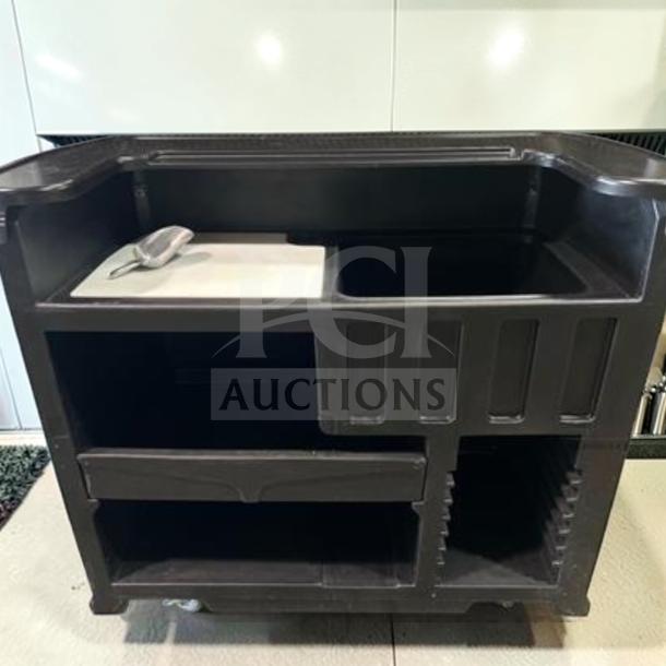 Top-tier condition espresso service cart, 55" commercial, stainless steel panels, fully operational, model Esprso-M-CART-0776.