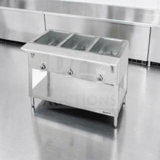 Duke E303 Aerohot Electric 3 Compartment Steam Table, stainless steel, superior condition, fully tested, commercial food warmer.