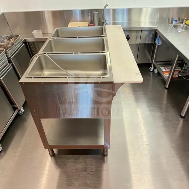 Duke E303 Aerohot Electric Steam Table in superior condition; stainless steel, 3 compartments, fully operational.