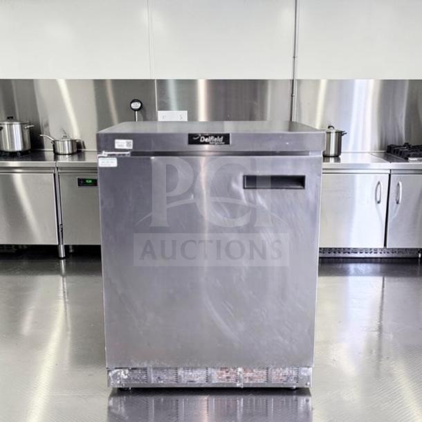 Delfield 4427 commercial undercounter refrigerator, 27" stainless steel, single door, prime condition, fully tested.