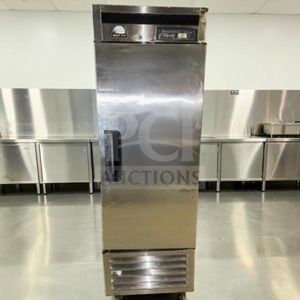 Elite Blue Air BSR23-HC commercial reach-in refrigerator, 26” stainless steel, bottom mount, tested, operational, model BLUE-L-REF-0772.