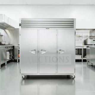 Traulsen G31310 reach-in freezer, 77" three-section solid doors, stainless steel, elite condition, fully tested, 208/115V.