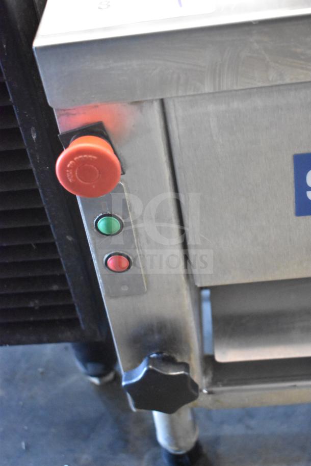 Somerset CDR-170 dough moulder, stainless steel, control buttons visible, suitable for 6-15" loaves, 110V, 1 phase.