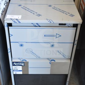 Brand new Avantco 194EUCF130A undercounter ice machine, 134 lb. capacity, 44 lb. bin, 115 volts, 1 phase, wrapped in protective film.