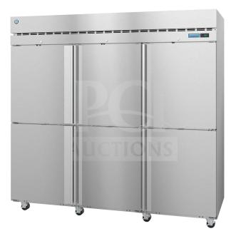 2023 Hoshizaki R3A-HS Steelheart three-section refrigerator with six solid doors, 115V, minor scratches, mint condition.