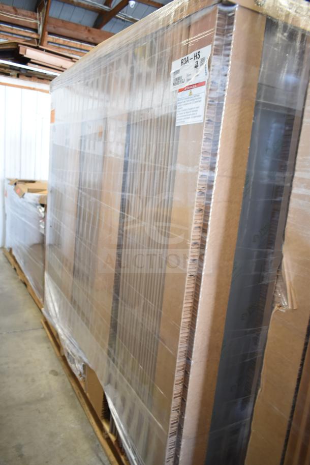 Brand new 2023 Hoshizaki R3A-HS reach-in refrigerator, 82.5", three-section, six solid doors, scratch and dent, 115V, 1 phase.