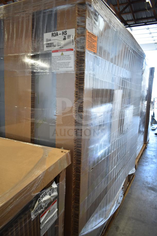 Brand new Hoshizaki R3A-HS three-section reach-in refrigerator, 82.5", with six solid doors, 115V, 1 Phase. Scratch and dent condition.