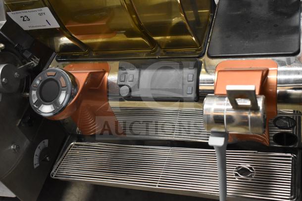 2019 Thermoplan Mastrena M2-CS espresso machine, stainless steel, with LCD display, hoppers, steam wand, in used condition.