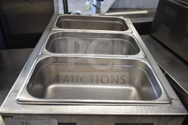 Avantco Countertop Food Warmer with three compartments, 120 Volts, 1 Phase, stainless steel, good condition.