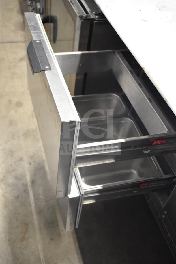 Beverage Air SPED60HC-08C-2 60" refrigerated sandwich prep table with 1 door, 2 drawer, cutting top, commercial casters.