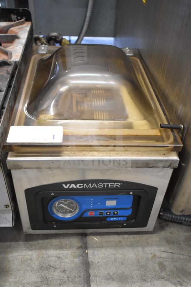 VacMaster VP-215 commercial chamber vacuum sealer with 10" seal bar, stainless steel, 120V, 1 phase, used condition.