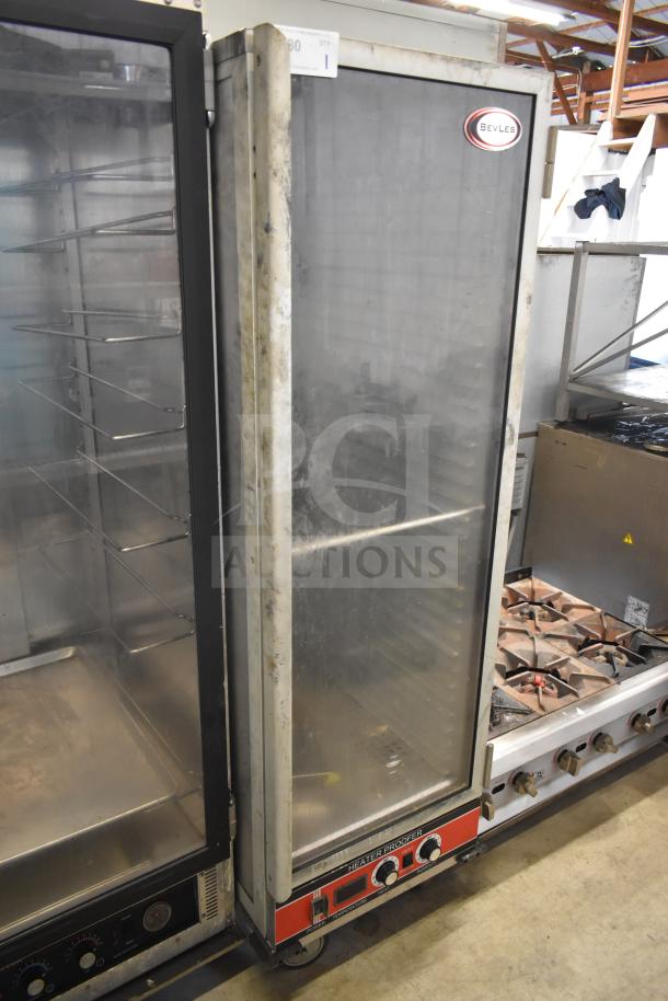 2024 BevLes HPIC-3836 commercial heated holding cabinet with clear door, on casters. 120V, 1 phase. Used condition.