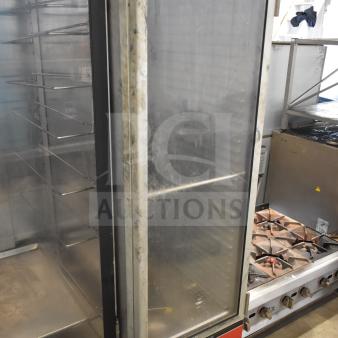 2024 BevLes HPIC-3836 commercial heated holding cabinet with clear door, on casters. 120V, 1 phase. Used condition.