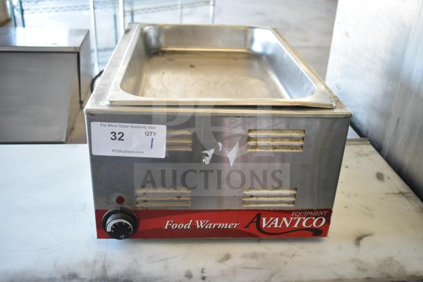 Avantco 7700 Commercial Countertop Food Warmer, 120V, 1 Phase, with dial control and "Avantco" branding, stainless steel.