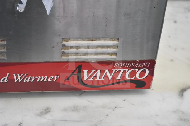 Avantco 7700 Commercial Food Warmer, stainless steel, 120V, visible wear, red label with branding.