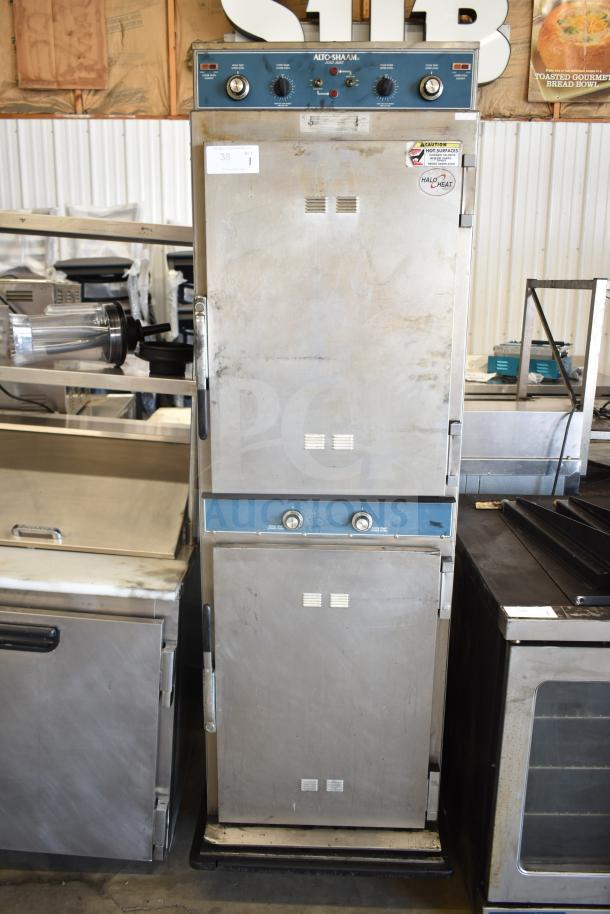 Alto Shaam 1000-TH/I commercial cook and hold oven with classic controls, on casters, 208-240V, 1 phase. Signs of use visible.
