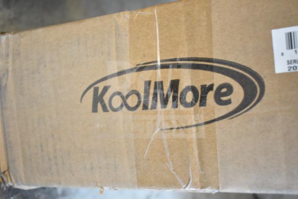 Cardboard box with KoolMore logo for the KM-WSTRIP-72, a 72-inch high wattage food strip warmer. Box shows minor wear.