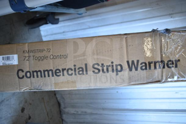 Brand new KoolMore KM-WSTRIP-72, 72" commercial food strip warmer in box, scratch and dent condition. 120V, toggle controls.