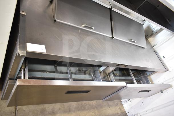 Delfield commercial sandwich salad prep table, Bain Marie mega top with 4 drawers, stainless steel, 115V, 1 phase, used condition.