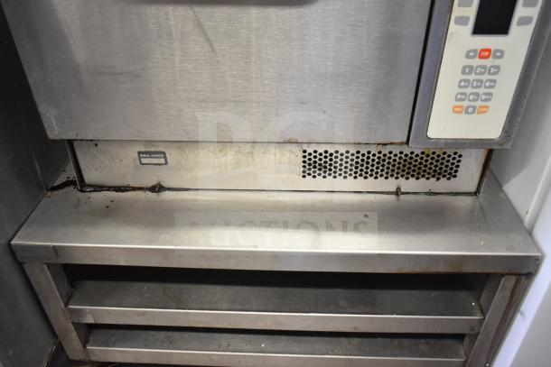Turbochef NGC commercial rapid cook oven on stand, electric, 208/230-240V, 1 phase, visible wear, serial label attached.