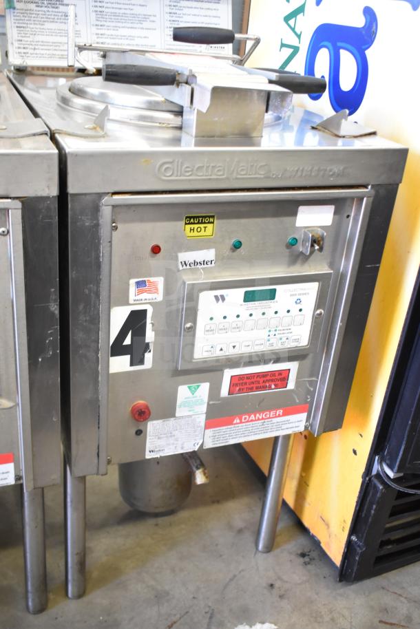 2021 Winston CollectraMatic PF56C11SJ electric fryer, 208V, 1 phase. Features control panel with caution and informational labels.