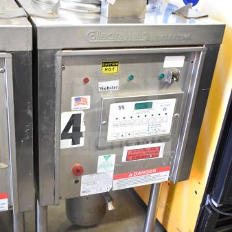 2021 Winston CollectraMatic PF56C11SJ electric fryer, 208V, 1 phase. Features control panel with caution and informational labels.