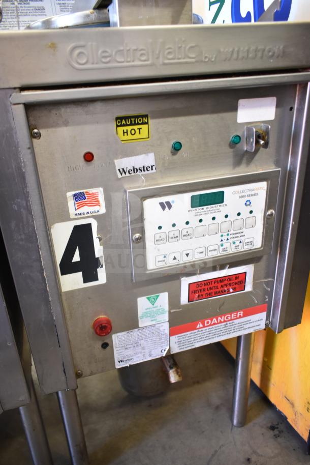 2021 Winston CollectraMatic PF56C11SJ commercial electric fryer, 208V, 1 phase, control panel with caution and danger labels.