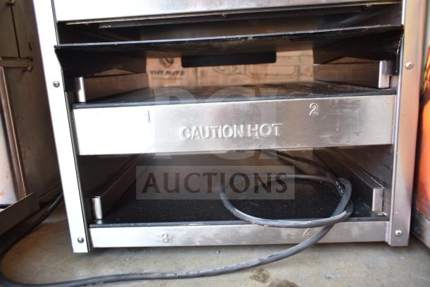 Carter Hoffmann MZ223G commercial heated holding cabinet, 120 volts, 1 phase. "Caution Hot" label visible.