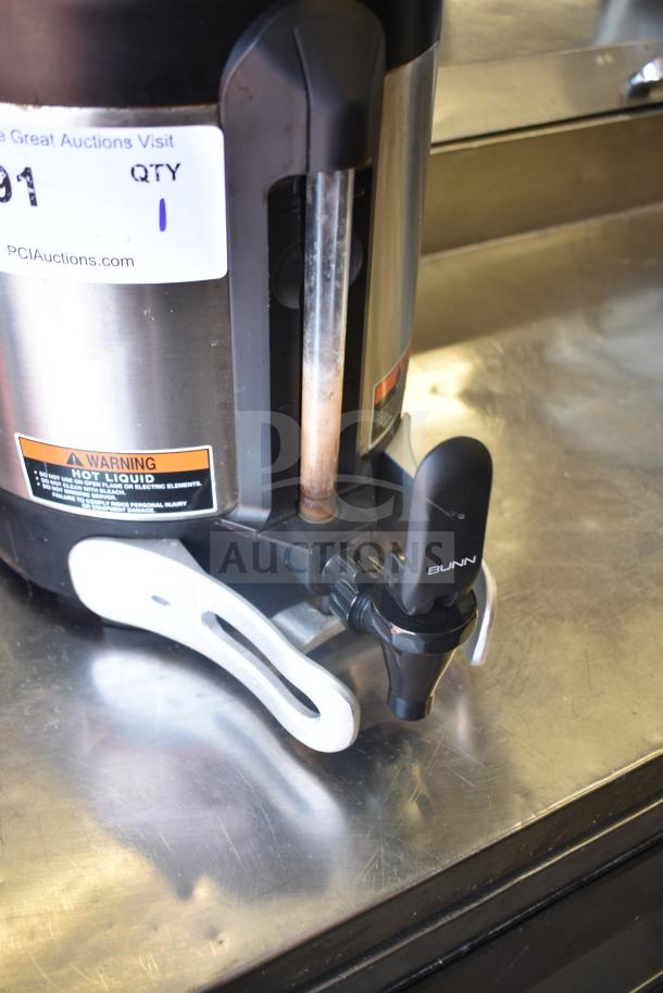 2024 Bunn 27850.0210 SH SERVER, stainless steel satellite server, with visible warning label and Bunn logo on tap handle.