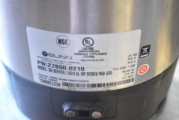 2024 Bunn 27850.0210 SH SERVER Satellite Server, 1.0G/3.8L capacity, NSF, UL listed, serial TS00851230, in excellent condition.