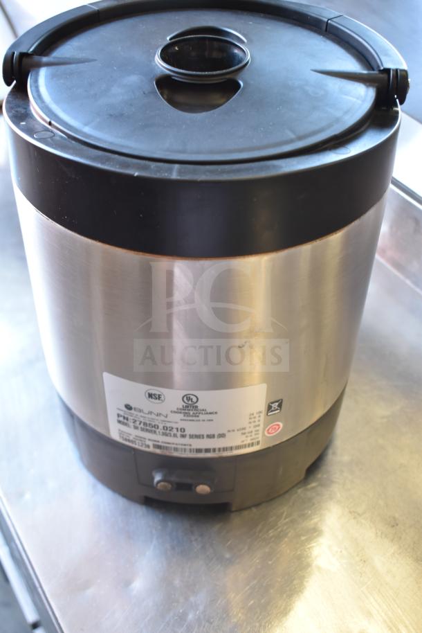 2024 Bunn 27850.0210 SH SERVER Satellite Server; stainless steel, black lid, visible label with model info, excellent condition.