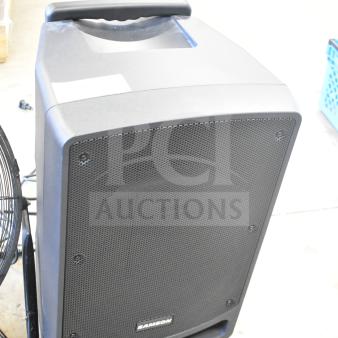 Samson Expedition XP312w Portable PA System, black, sturdy build, visible handle, brand logo on grille, good condition.