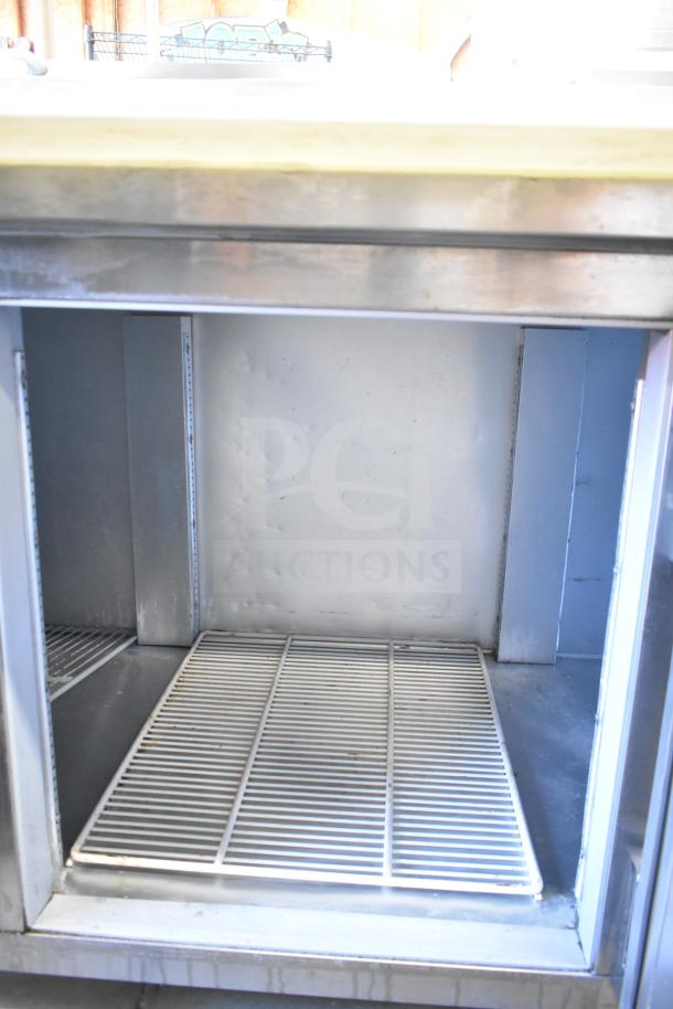 Beverage Air DP93 Commercial Pizza Prep Table, stainless steel interior, 115 volts, 1 phase, spacious design.