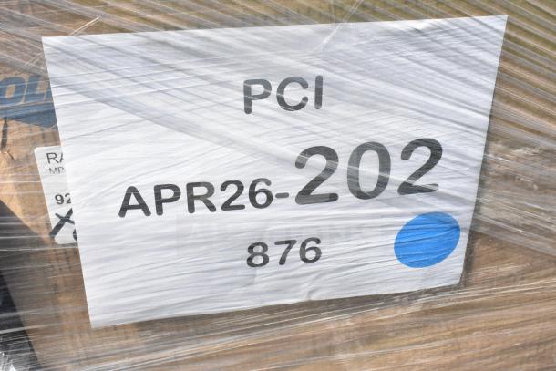 27 brand new scratch and dent items wrapped, marked "APR26-202," including trash can and chrome storage.