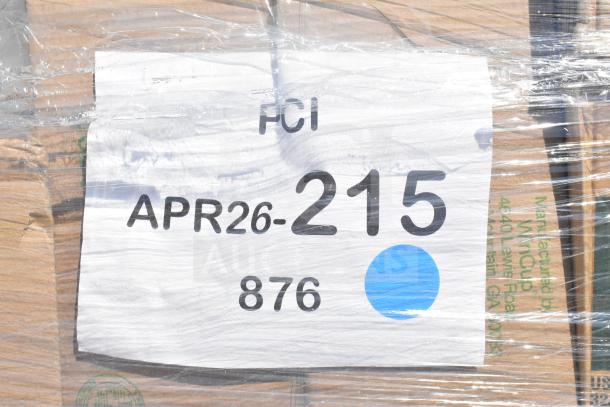 Pallet of 21 brand new scratch and dent items including hot dog bags, food cups, and mini cups. Marked APR26-215.
