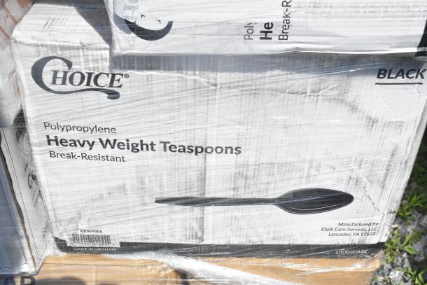 Brand new lot of 38 "Choice" items, including heavy weight polypropylene teaspoons, cold cups, and salad bowls.