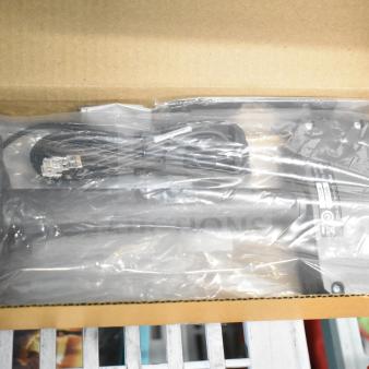MX201-SI00WW Single Display, new in box, includes cables and mounting hardware, visible labels indicate serial number and compliance.