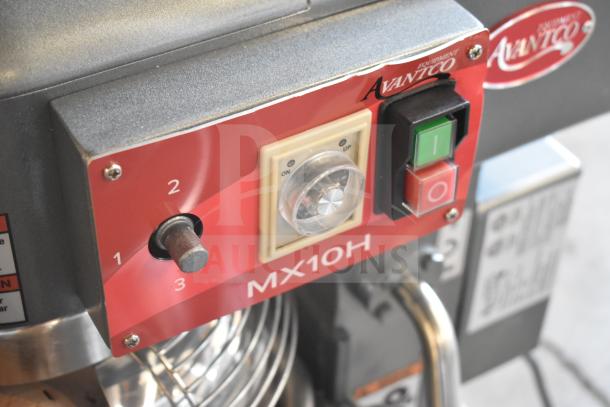 Brand new Avantco MX10H 10 Quart Planetary Dough Mixer, 120V, with bowl guard and attachments, scratch and dent condition.