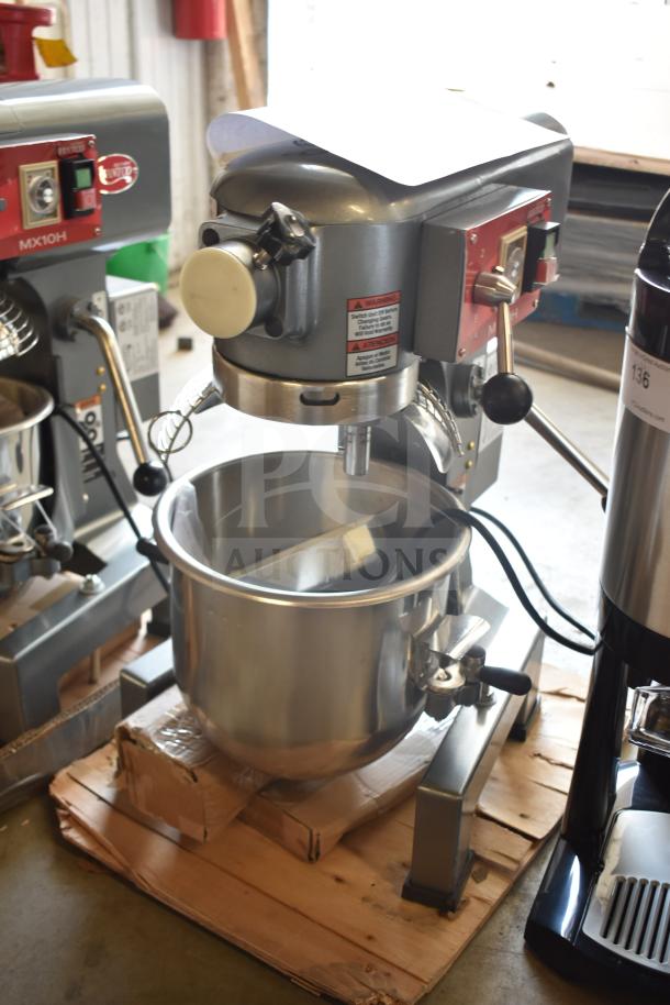 BRAND NEW Avantco MX10H 10 Quart Commercial Dough Mixer with bowl, guard, paddle; 120V, 1 phase, scratch and dent condition.